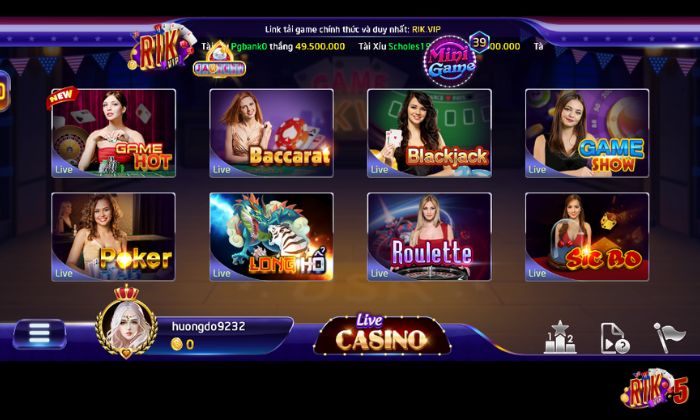  Live casino Rikvip mang đến cho người chơi trải nghiệm thực tế